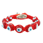 Fashion Alloy Red White Blue Evil Eye Beaded Adjustbale Macrame Bracelet