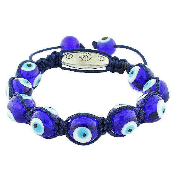 Fashion Alloy White Blue Evil Eye Beaded Adjustbale Macrame Bracelet