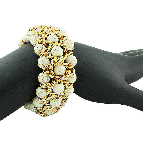 Crackle White Pearl Bracelet