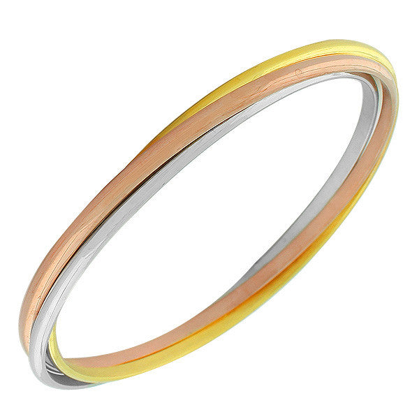 Stainless Steel Multi-Tone Interlocking Bangle Bracelets