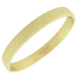 Stainless Steel Yellow Gold-Tone Glitter Bangle Bracelet