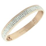 Stainless Steel Rose Gold-Tone White CZ Bangle Bracelet