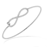 925 Sterling Silver Infinity White CZ Bangle Bracelet with Clasp