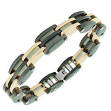 Stainless Steel Black Rose Gold-Tone Link Chain Men's Bracelet