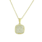 925 Sterling Silver Gold-Tone Square White CZ Pendant Necklace