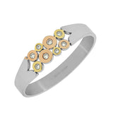 Stainless Steel Silver-Tone Gold-Tone White CZ Bangle Bracelet