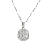 925 Sterling Silver Square White CZ Pendant Necklace