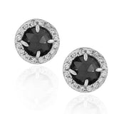 925 Sterling Silver Black White Round CZ Stud Earrings