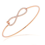 925 Sterling Silver Rose Gold-Tone Infinity White CZ Bangle Bracelet
