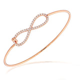 925 Sterling Silver Rose Gold-Tone Infinity White CZ Bangle Bracelet