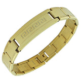 Stainless Steel Yellow Gold-Tone Link Chain Greek Key Men's Bracelet