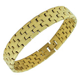 Stainless Steel Yellow Gold-Tone Link Chain Men's Bracelet