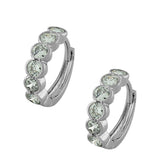925 Sterling Silver White CZ Hoop Huggie Earrings