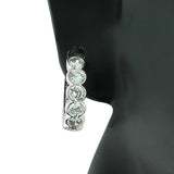 925 Sterling Silver White CZ Hoop Huggie Earrings