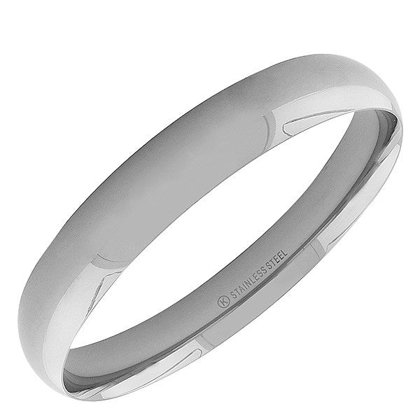 Stainless Steel Silver-Tone Classic Bangle Bracelet