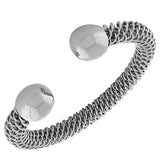 Stainless Steel Silver-Tone Open End Mesh Bangle Bracelet