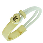 Fashion Alloy White Stretch Cord Yellow Gold-Tone Crown Love Heart Bracelet