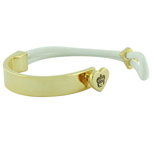 Fashion Alloy White Stretch Cord Yellow Gold-Tone Crown Love Heart Bracelet