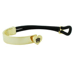 Fashion Alloy Black Stretch Cord Yellow Gold-Tone Crown Love Heart Bracelet