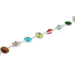 925 Sterling Silver Multicolor Evil Eye Hamsa Beaded Clasp Bracelet
