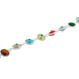 925 Sterling Silver Multicolor Evil Eye Hamsa Beaded Clasp Bracelet