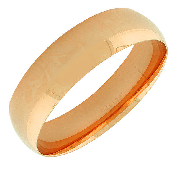 Stainless Steel Rose Gold-Tone Classic Wide Bangle Bracelet