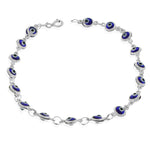 925 Sterling Silver Blue Evil Eye Protection Link Chain Bracelet
