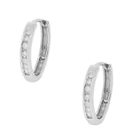 925 Sterling Silver White CZ Hoop Huggie Earrings