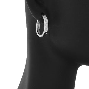 925 Sterling Silver White CZ Womens Girls Huggie Earrings