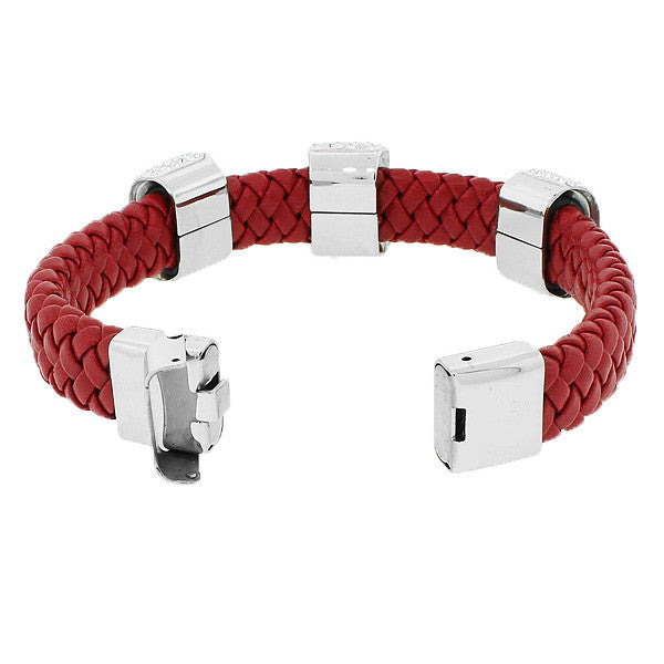 Red Leather Crystal Bracelet