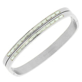 Stainless Steel Silver-Tone White Baguette CZ Bangle Bracelet