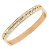 Stainless Steel Rose Gold-Tone White Baguette CZ Bangle Bracelet