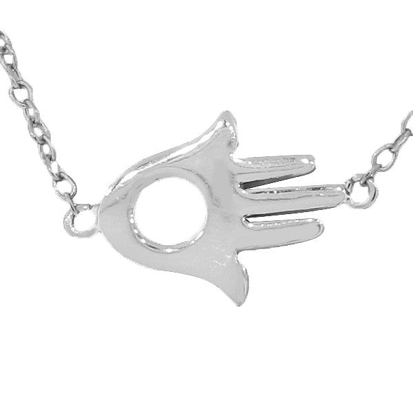 925 Sterling Silver Hamsa Evil Eye Pendant Necklace with Chain