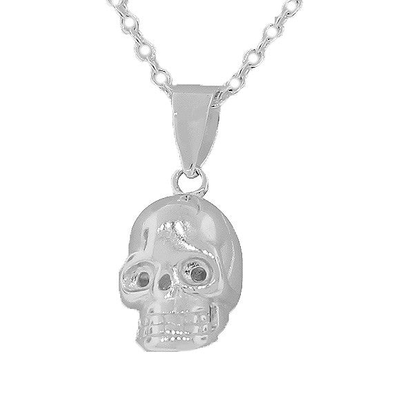 925 Sterling Silver Small Skull Charm Girls Pendant Necklace with Chain