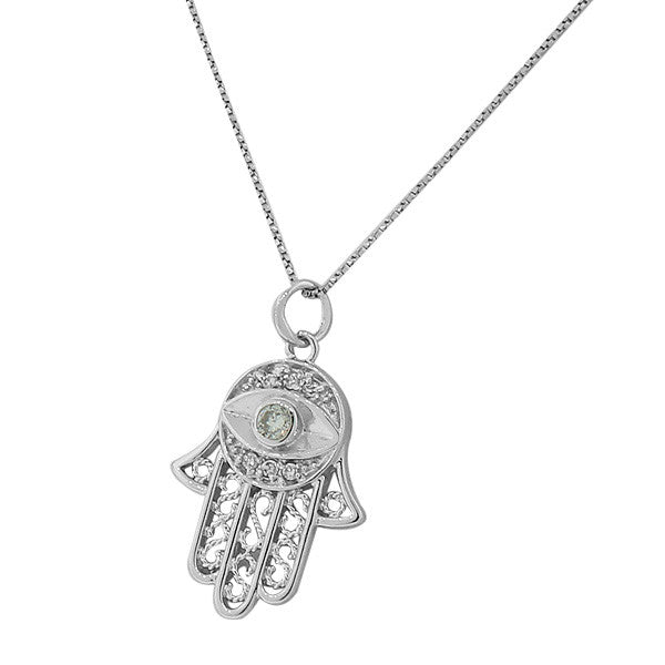 Green Stone Crystal Hamsa