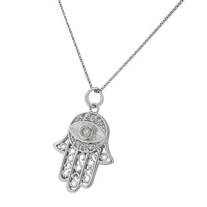 Green Stone Crystal Hamsa
