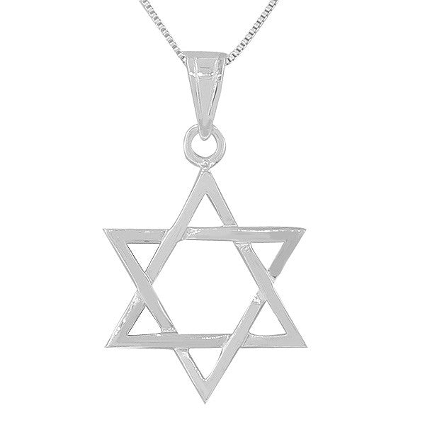 925 Sterling Silver Classic Jewish Star of David Unisex Pendant Necklace with Chain