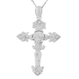 925 Sterling Silver Jesus Cross White CZ Pendant Necklace with Chain
