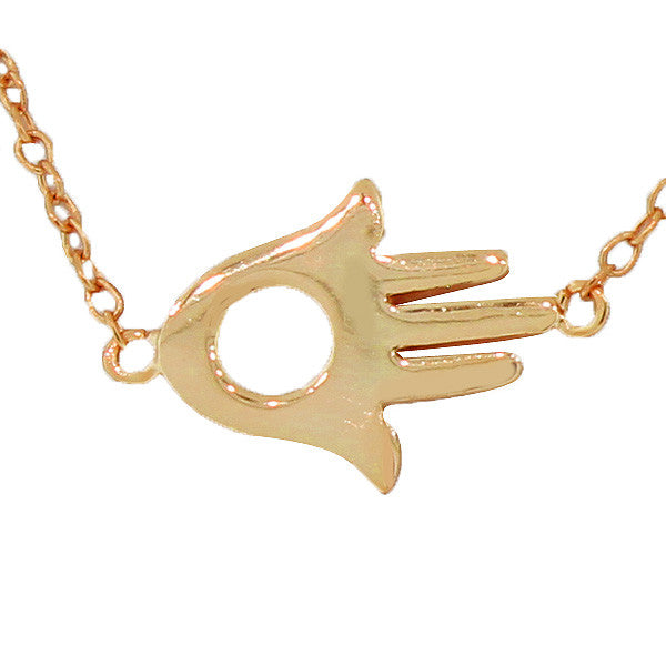 925 Sterling Silver Rose Gold-Tone Hamsa Evil Eye Pendant Necklace