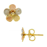 Stainless Steel Gold-Tone Silver-Tone Flower Stud Earrings