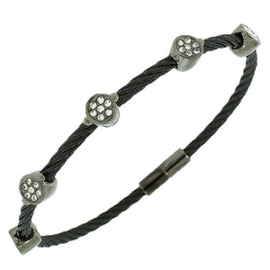 Fashion Alloy Black White CZ Bangle Bracelet