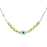 925 Sterling Silver Yellow Gold-Tone Evil Eye Pendant Necklace with Chain