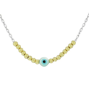 925 Sterling Silver Yellow Gold-Tone Evil Eye Pendant Necklace with Chain