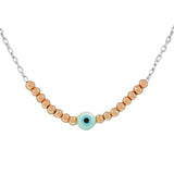 925 Sterling Silver Rose Gold-Tone Evil Eye Pendant Necklace with Chain