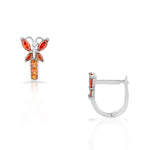 925 Sterling Silver Red Ruby-Tone CZ Butterfly Hoop Huggie Girls Small Earrings