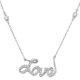 925 Sterling Silver Love Heart Charm White CZ Pendant Necklace