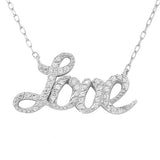 925 Sterling Silver Love Heart Charm White CZ Pendant Necklace