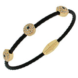 Fashion Alloy Black Twisted Cable White CZ Evil Eye Bangle Bracelet