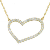 925 Sterling Silver Love Heart Charm White CZ Pendant Necklace