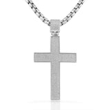 925 Sterling Silver Large Hip-Hop Micro Pave-Set CZ Latin Cross Religious Mens Pendant Necklace